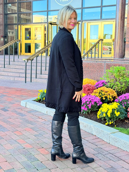 LULU-B ROUGED BLACK CARDIGAN