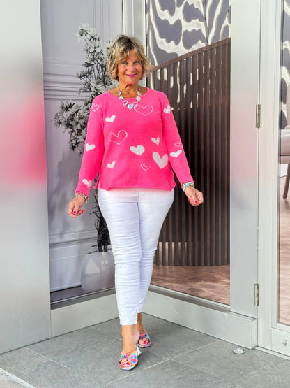 HOT PINK HEART SWEATER