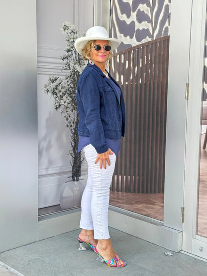 LULU B NAVY LINEN JACKET