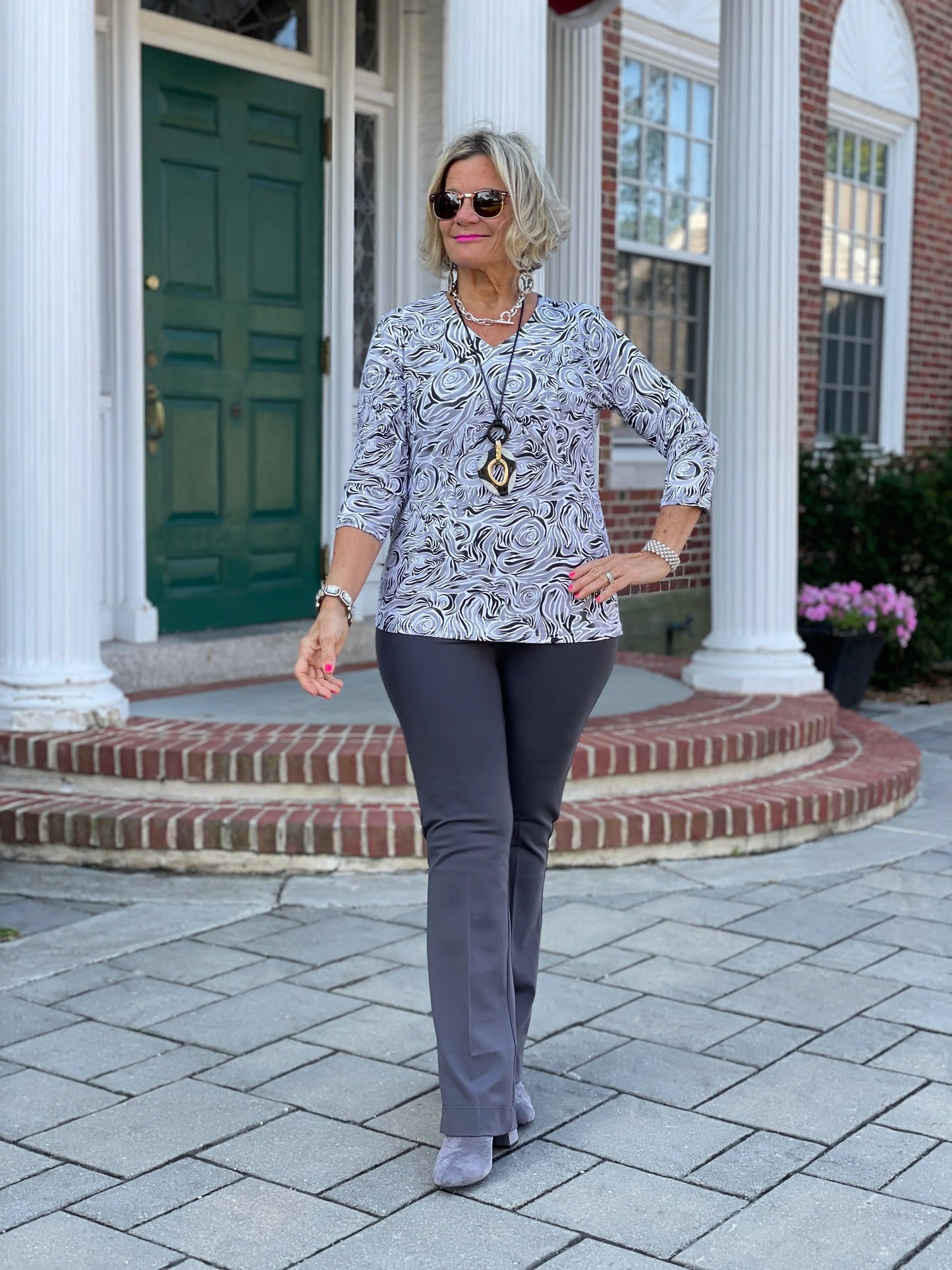 ELEGANT EXPRESSIONS V NECK TOP