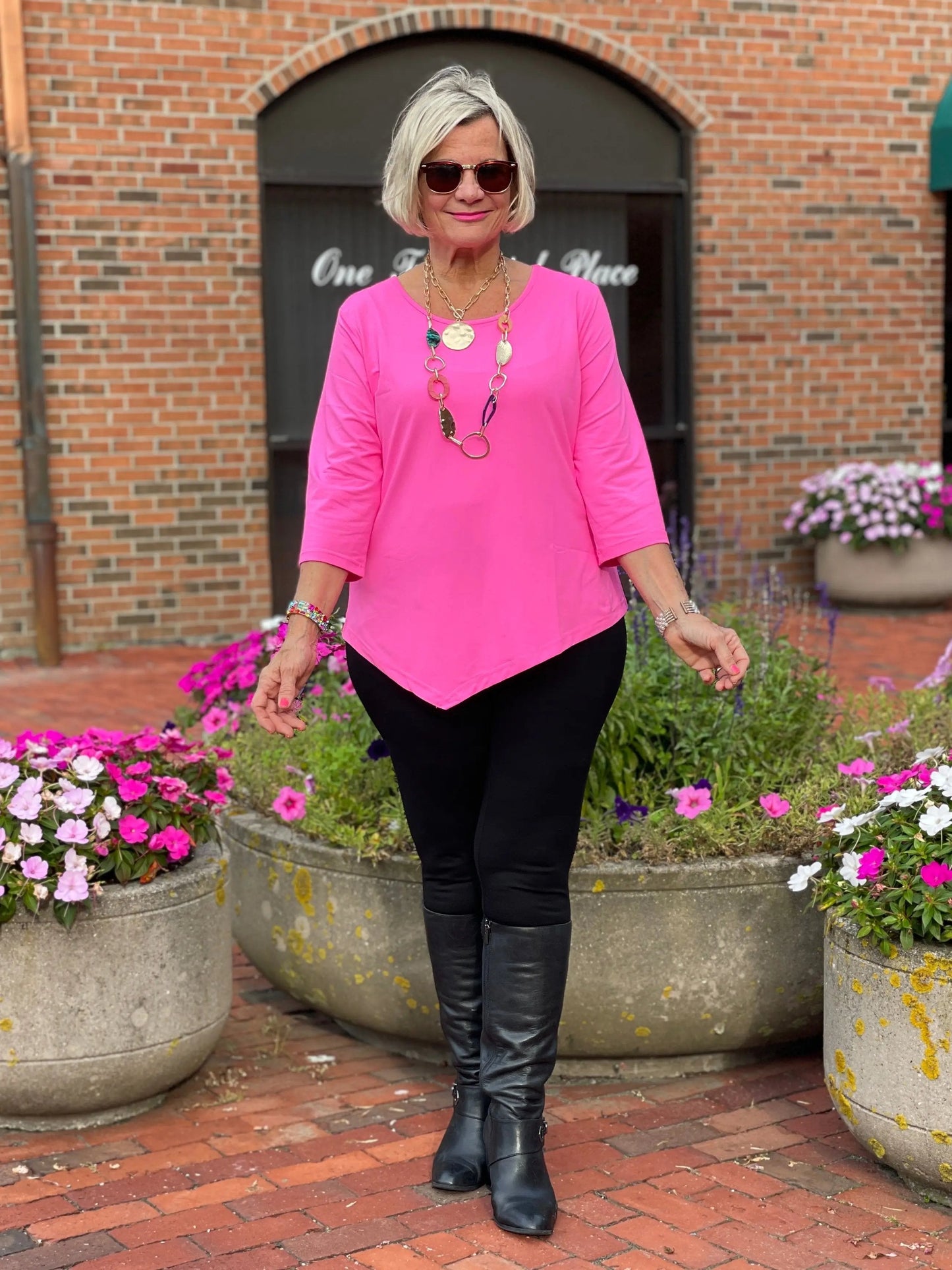 LULU-B HOT PINK ASYMMETRIC TOP