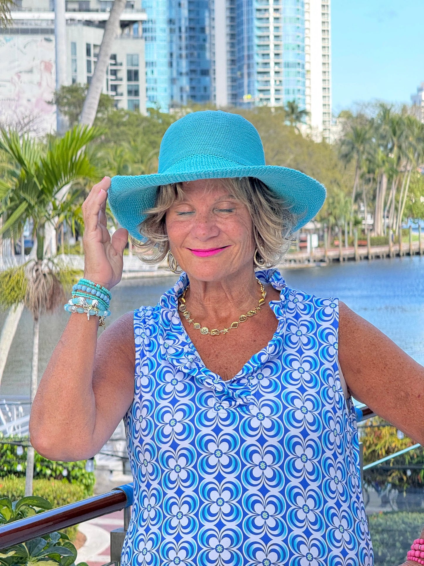 LULU B COASTAL BLOOM RUFFLE DRESS
