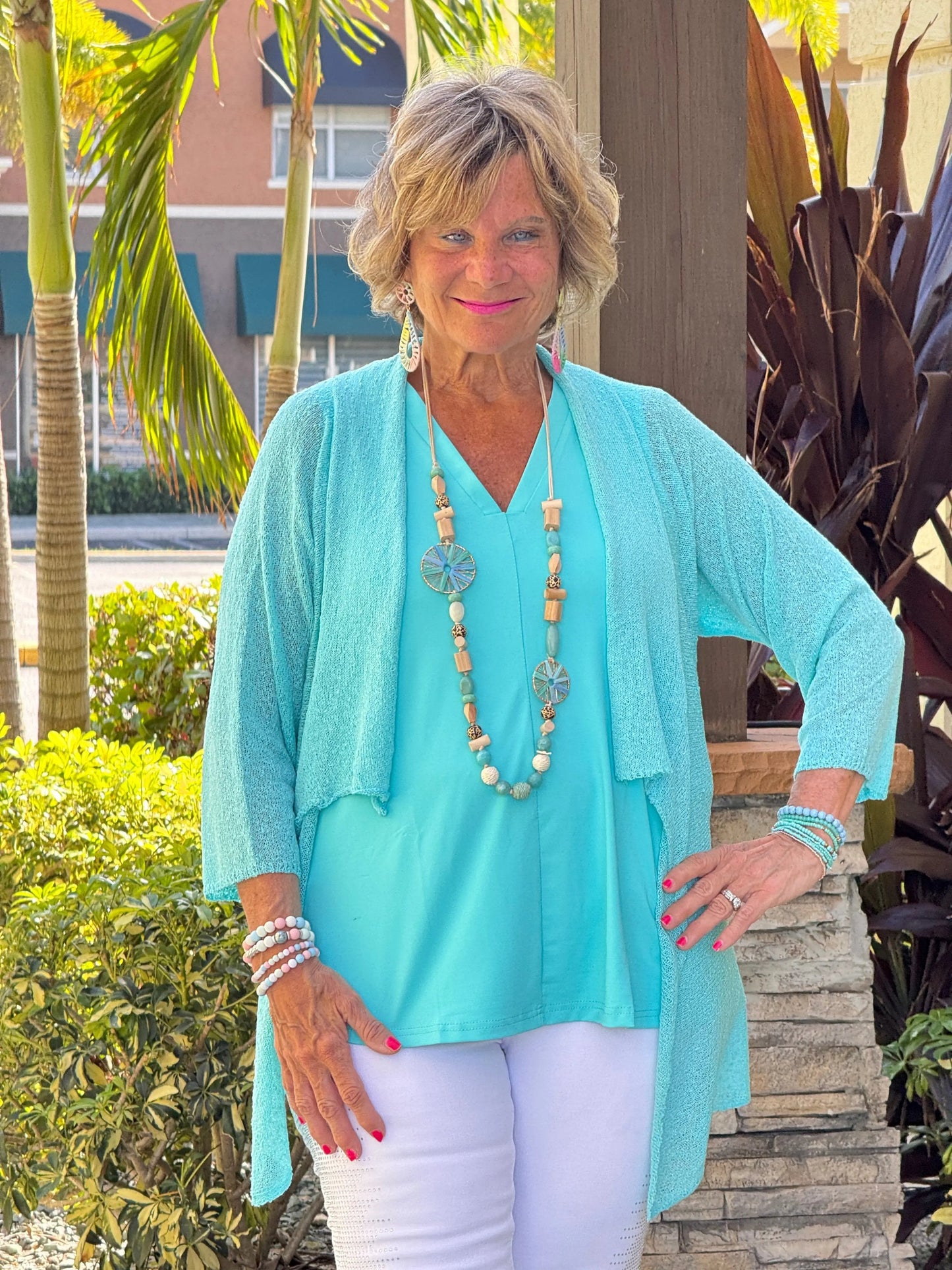 AQUA MESH RUFFLE WRAP