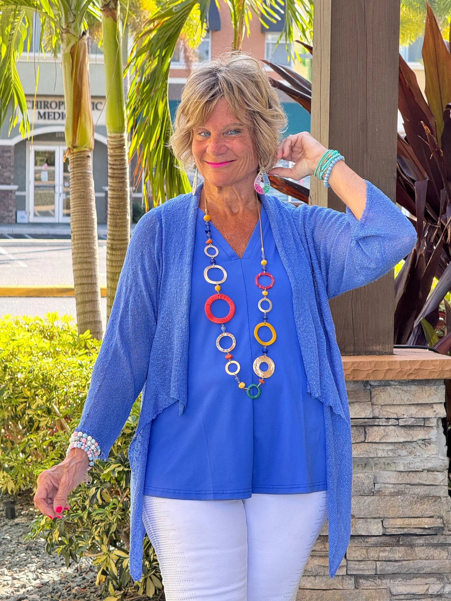 LULU-B MESH BLUE RUFFLE WRAP