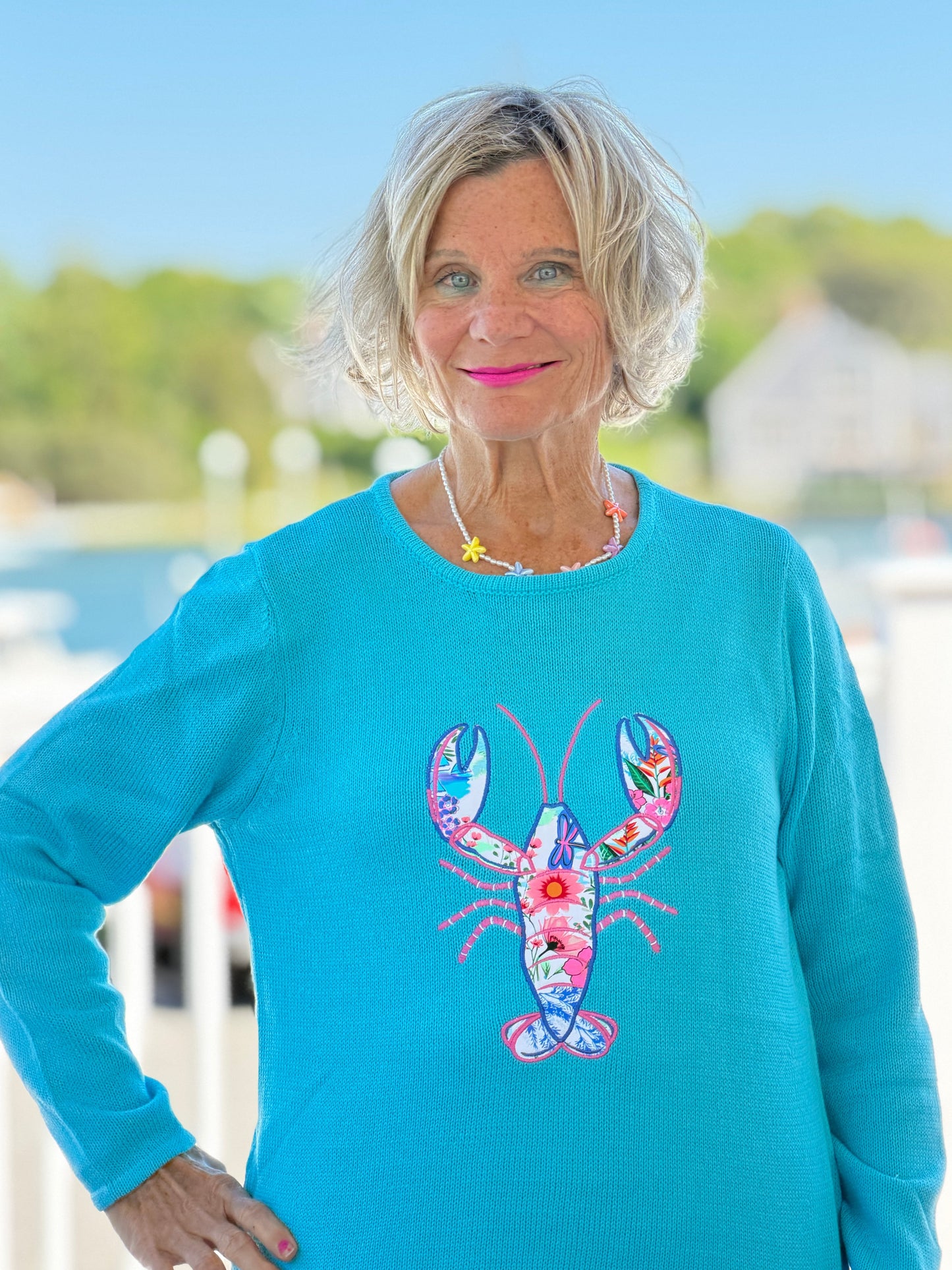 BEACH CLUB AQUA LOBSTER SWEATER