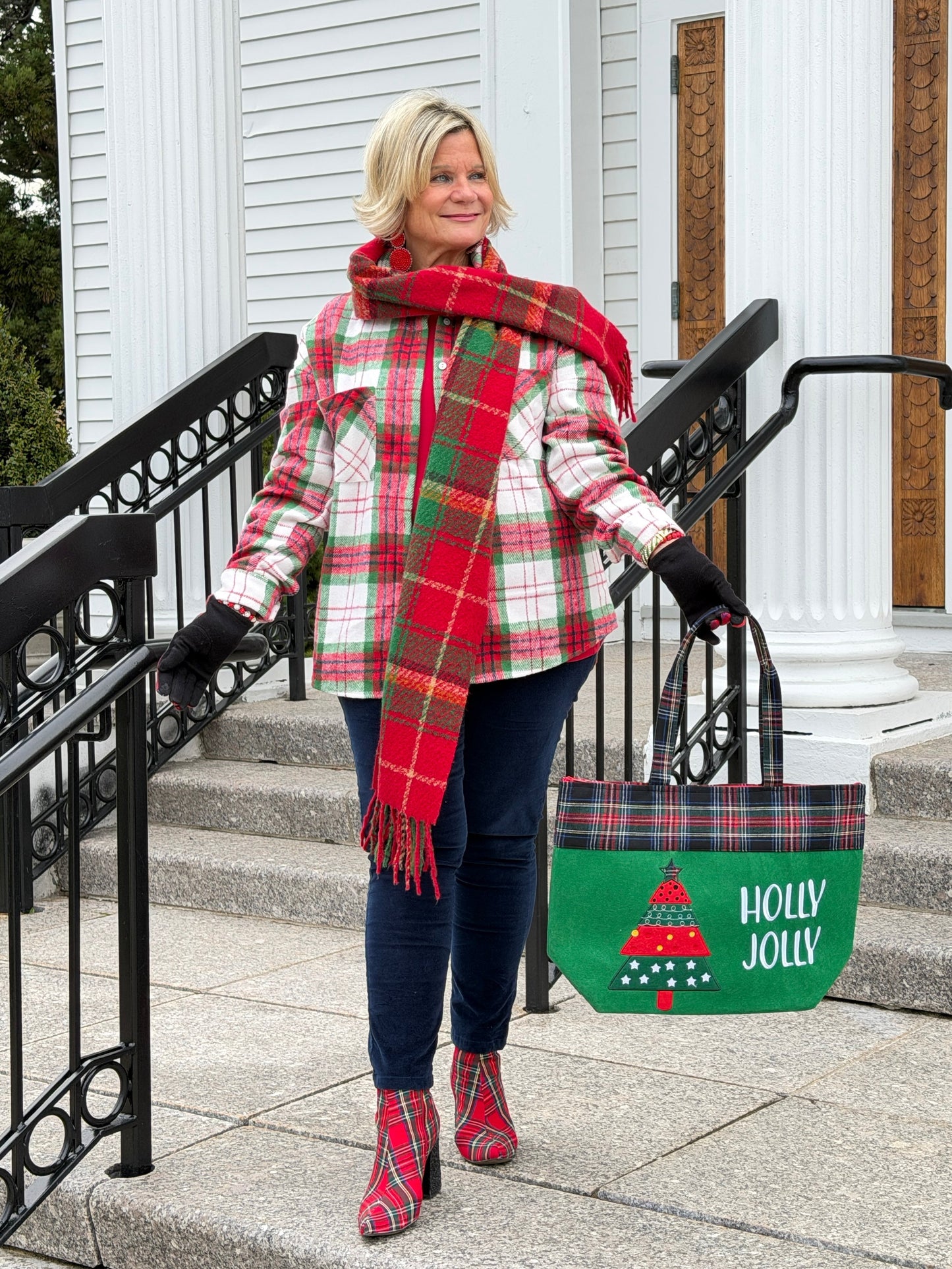 Holly Jolly Letter Christmas Tree Christmas Tote Bag
