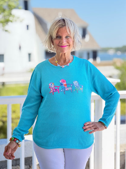 BEACH CLUB AQUA ADIRONDACK SWEATER