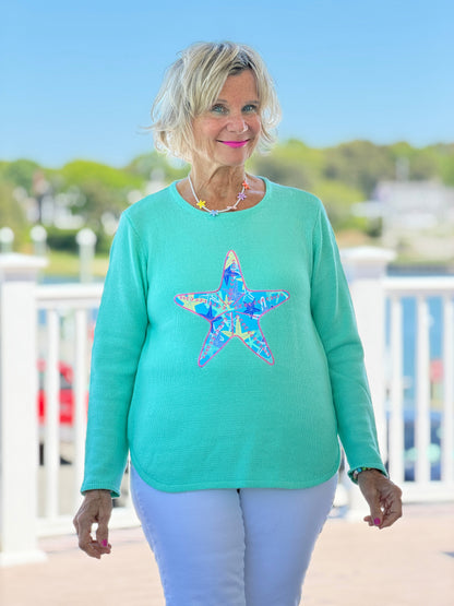 BEACH CLUB SEAFOAM STARFISH SWEATER