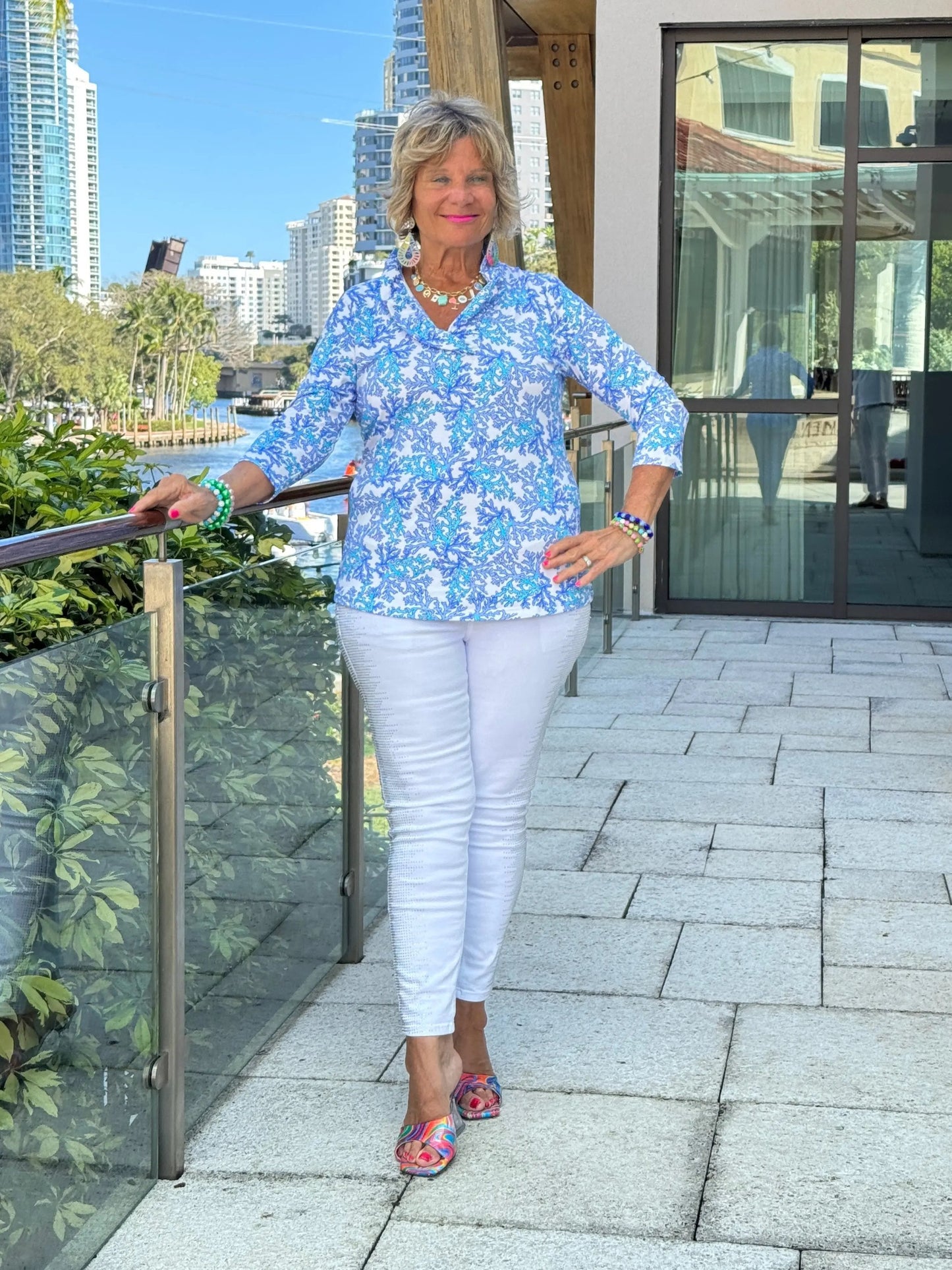 LULU B CORAL BREEZE RUFFLE TOP