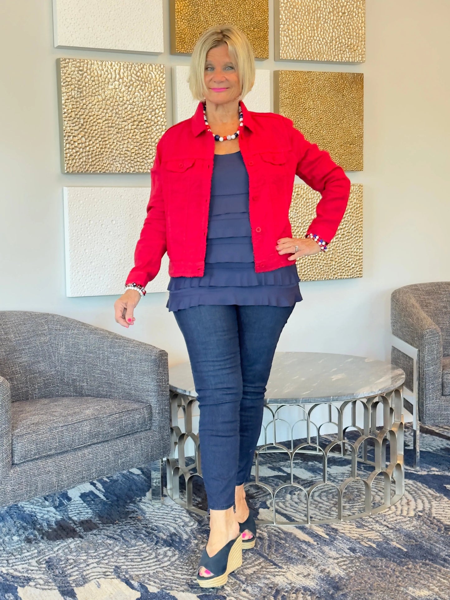 LULU B RED LINEN JACKET