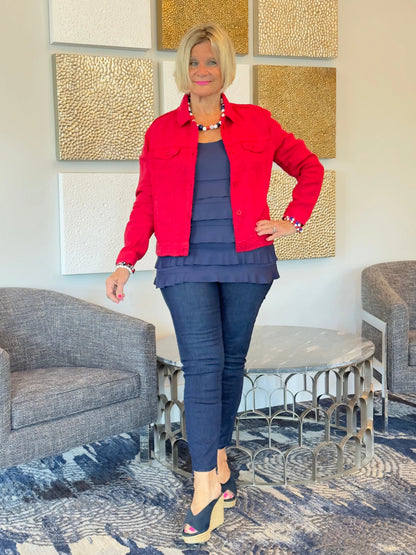LULU B RED LINEN JACKET