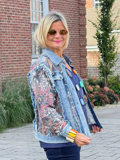 Ethyl Denim & Floral Insert Coat - Virtue