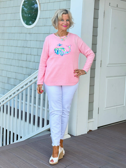 BEACH CLUB WHALE PINK SWEATER