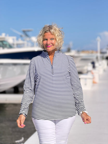 DOCKSIDE NAVY HALF ZIPPER TOP