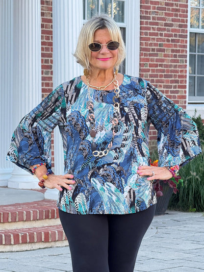 LEOPARD BLUE FASHION TOP