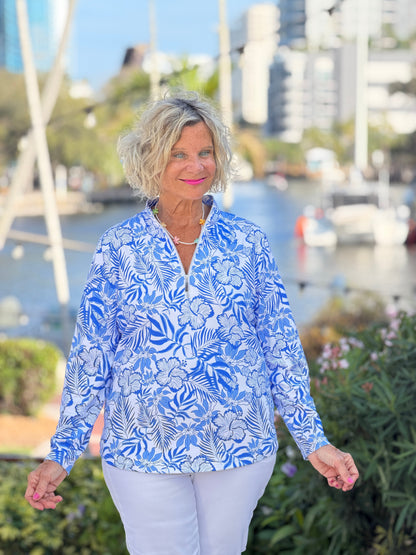 LULU B HIBISCUS COAST HALF ZIPPER