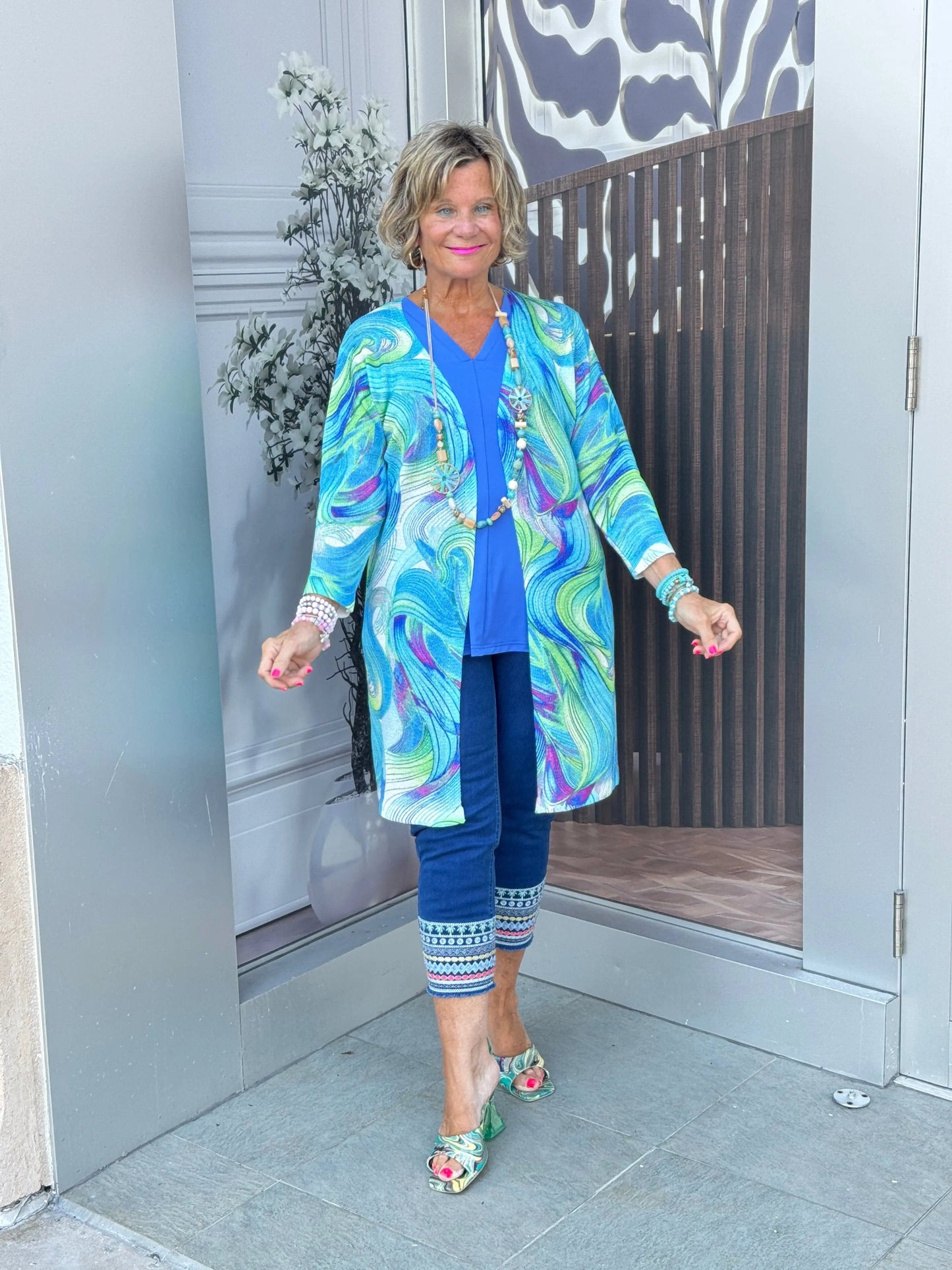 LULU-B DENIM PALM TREE PANT