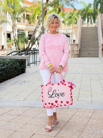 Love Script Graphic Baggy Sweater