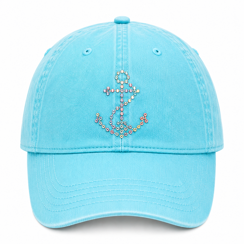 Aqua Bling Anchor Hat