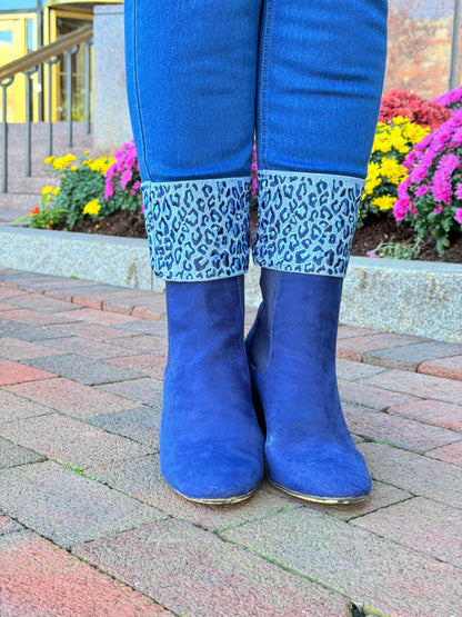 LULU-B NAVY LEOPARD CUFF JEANS