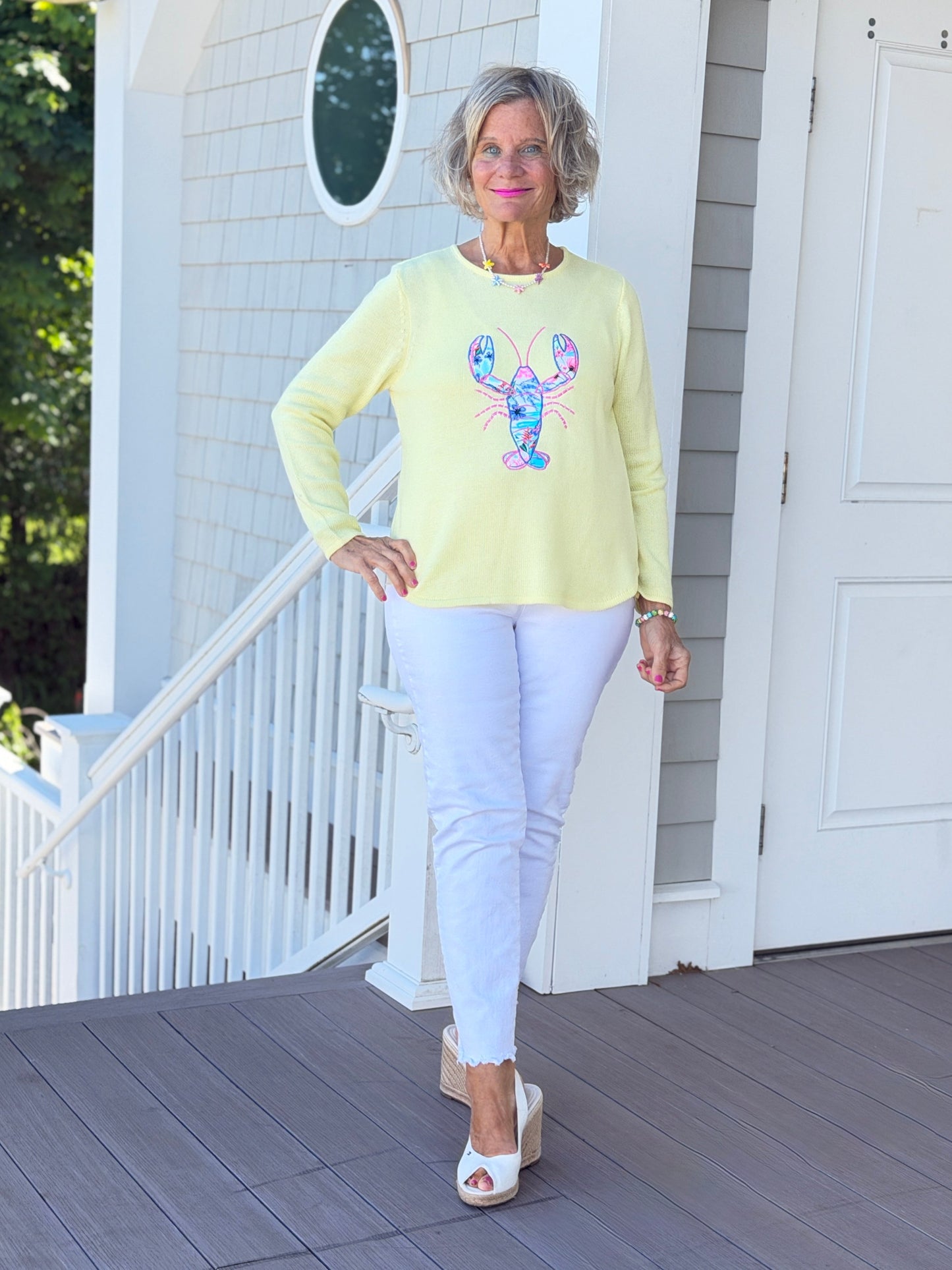 BEACH CLUB YELLOW LOBSTER SWEATER