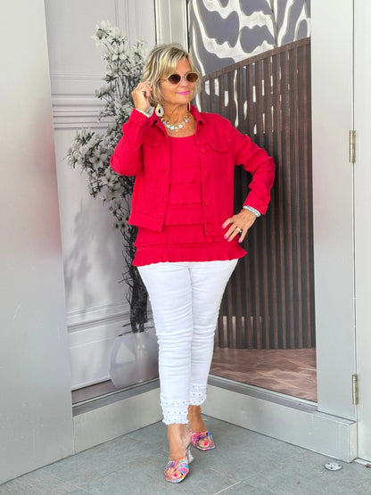 LULU-B CRIMSON RED LINEN JACKET