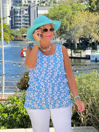 LULU B COASTAL BLOOM CHA CHA TANK