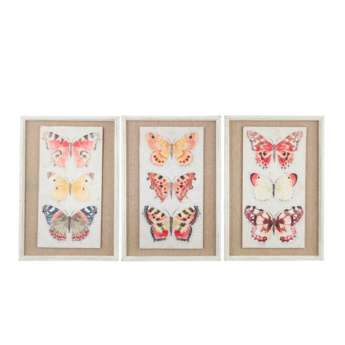 18" Butterfly Textured Paper with Burlap Framed Print - 3 Assorted
