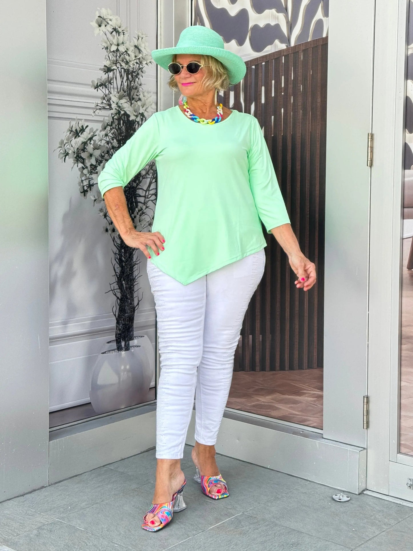 CLEAR LIME ASYMMETRIC TOP