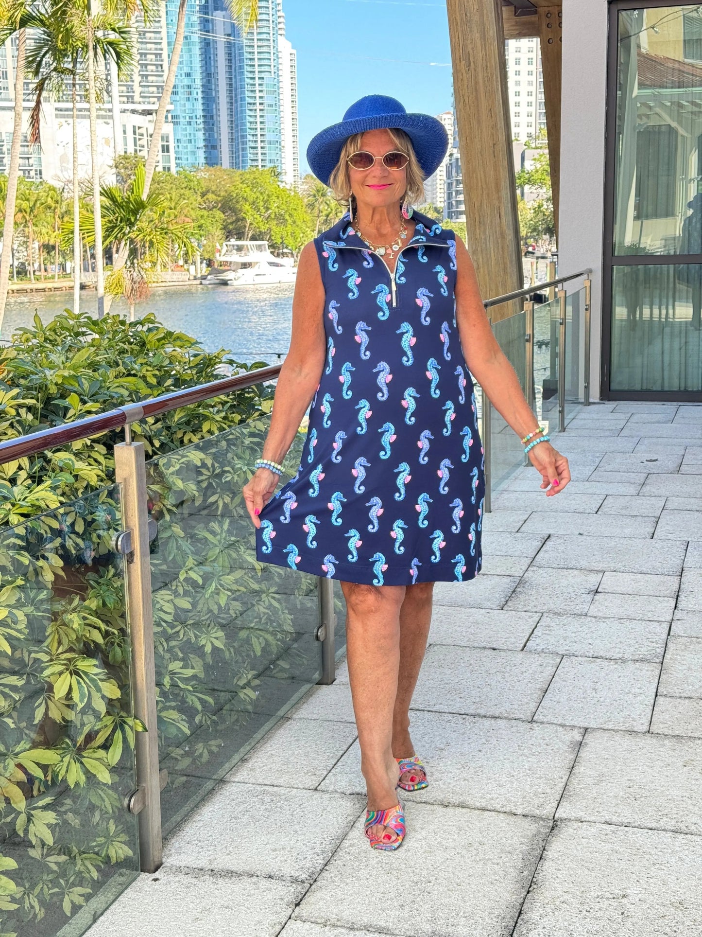 LULU B MIDNIGHT REEF ZIPPER SWING DRESS