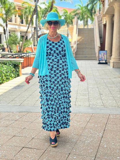 BLUE MEDALLION CHA CHA MAXI DRESS