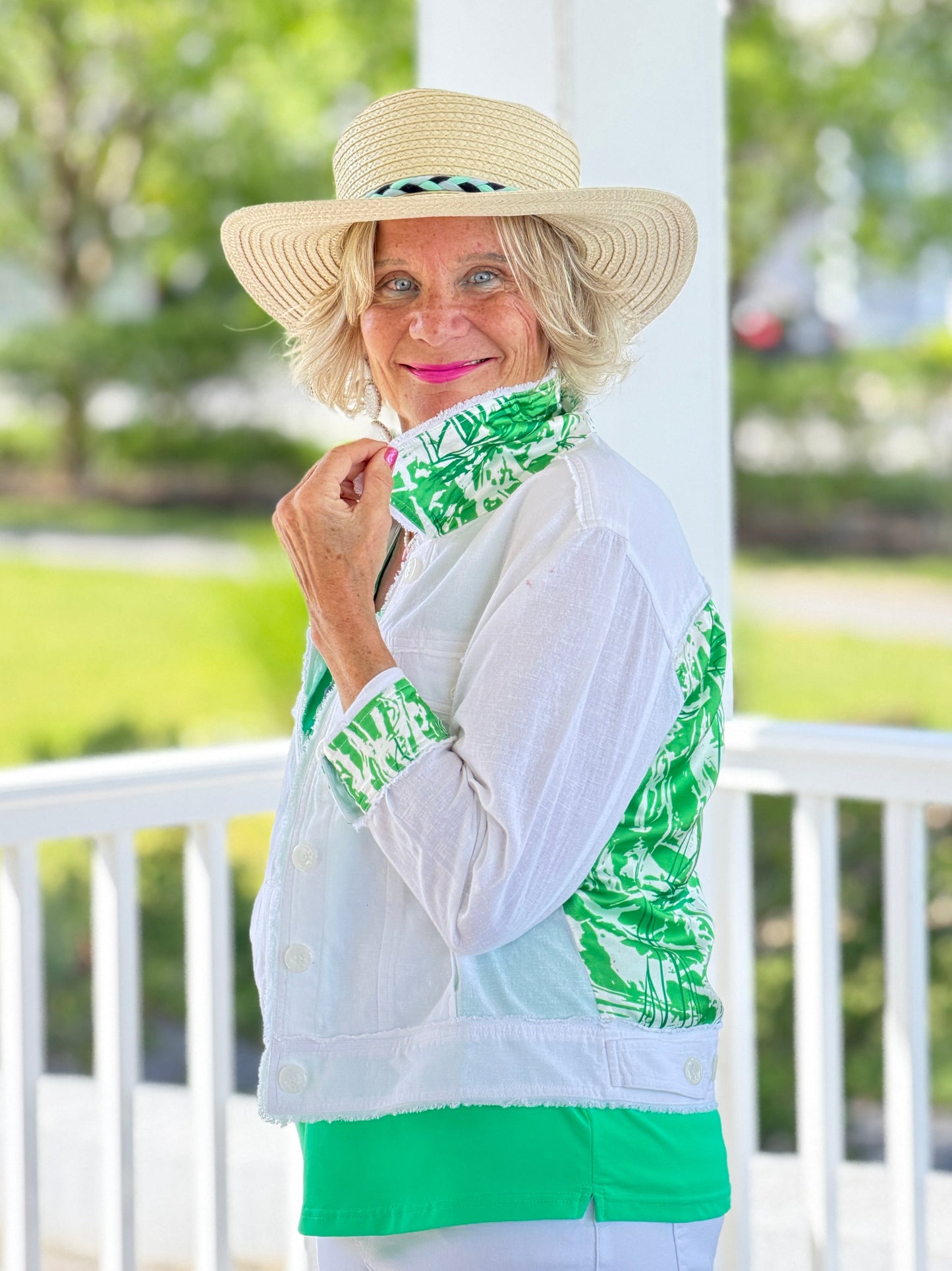 HARBOR LIGHTS GREEN LINEN JACKET