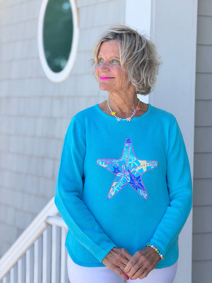 BEACH  CLUB AQUA STARFISH SWEATER