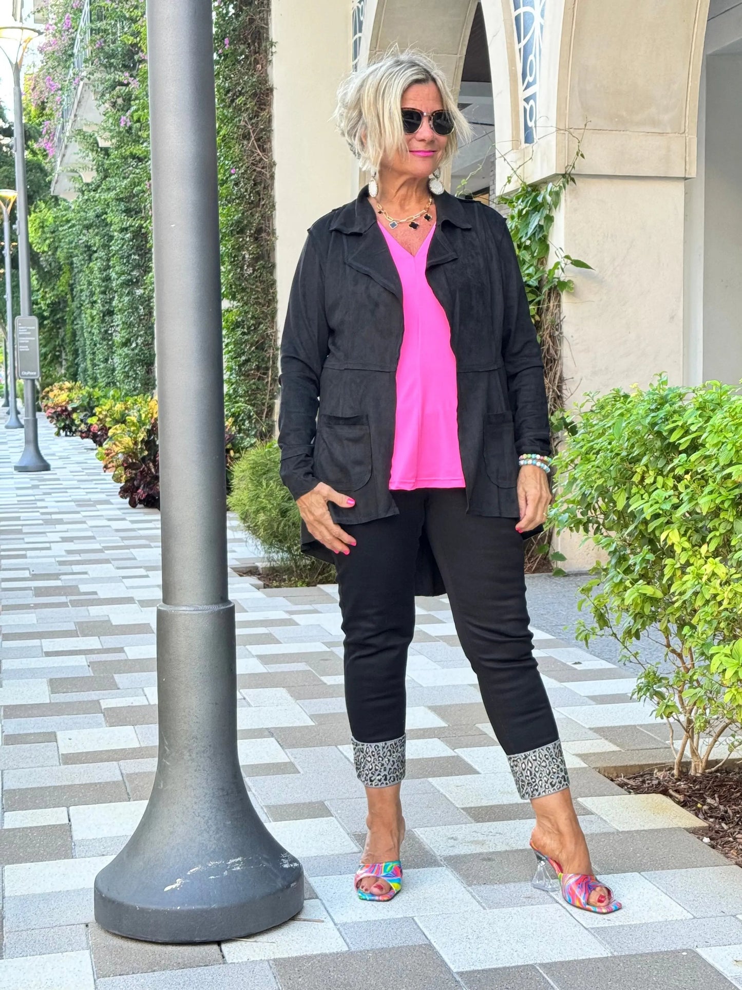 LULU-B BLACK LEOPARD CUFF JEANS