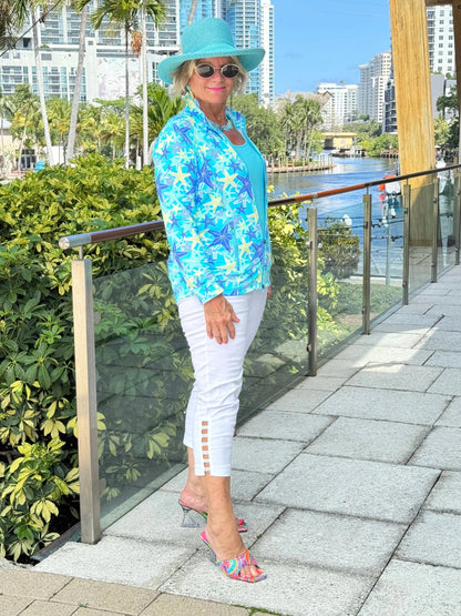 LULU B STARFISH SPLASH FULL ZIPPER JACKET