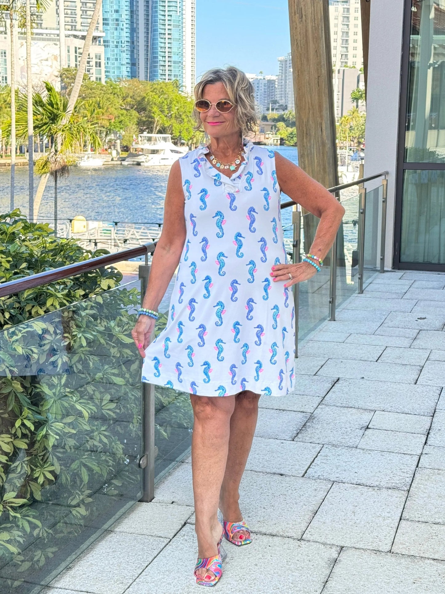 LULU B SHORELINE CHARM RUFFLE DRESS