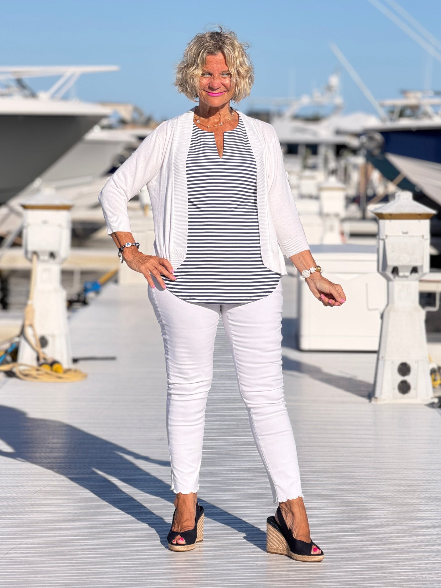 DOCKSIDE NAVY SLEEVELESS TOP