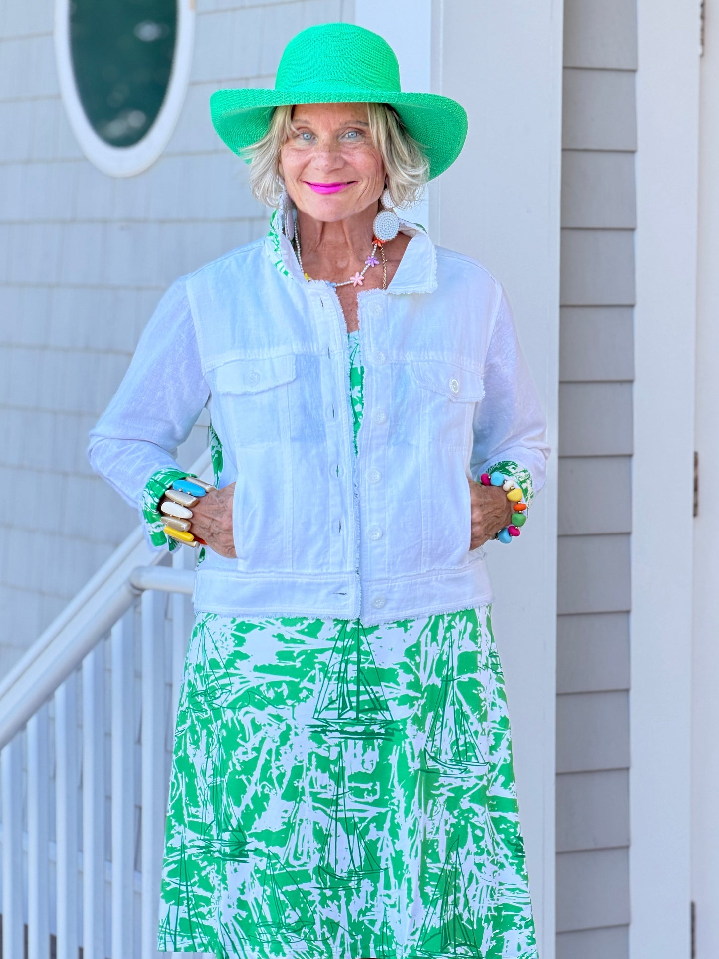 HARBOR LIGHTS GREEN SAILBOAT DRESS