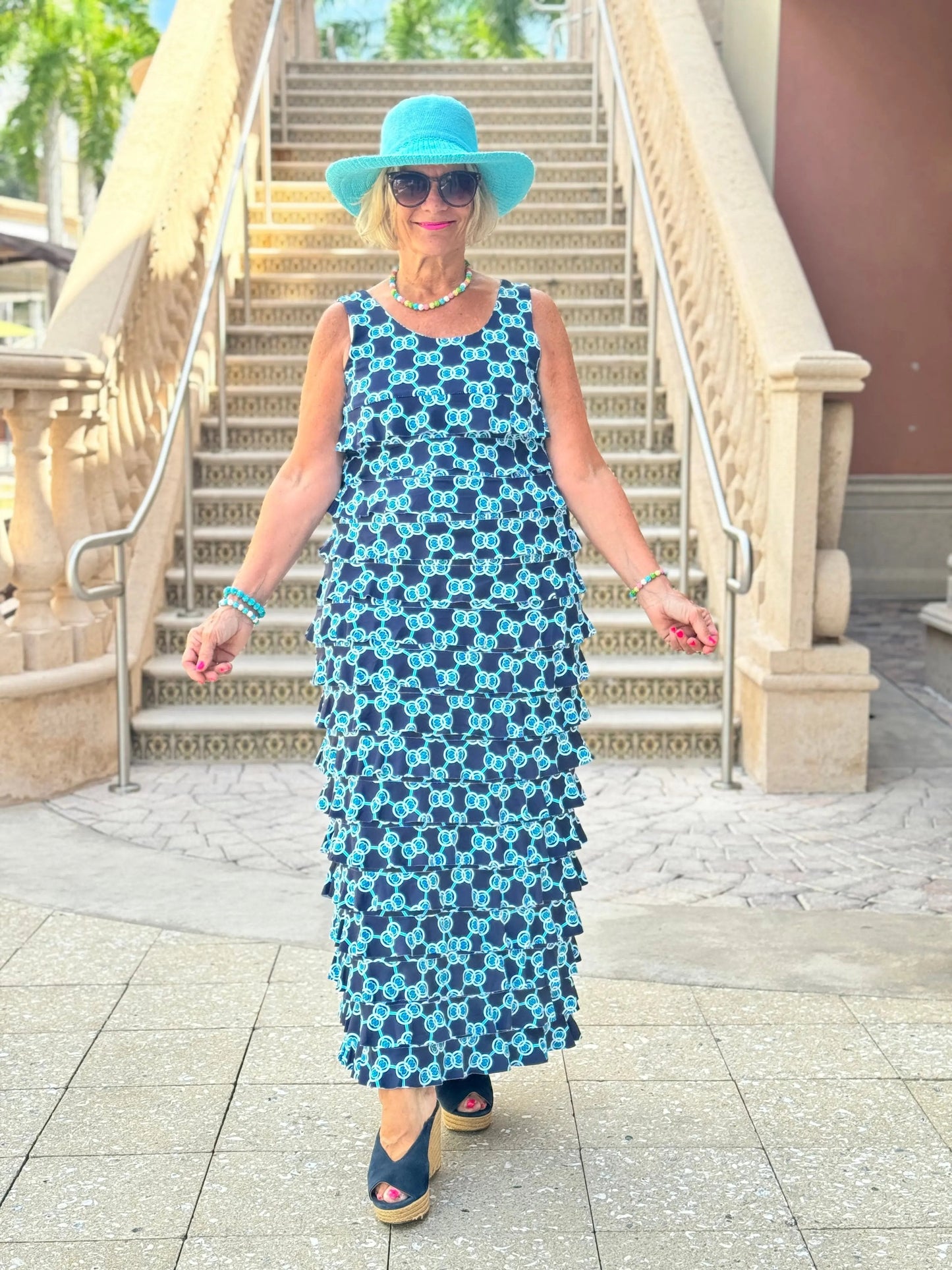 BLUE MEDALLION CHA CHA MAXI DRESS