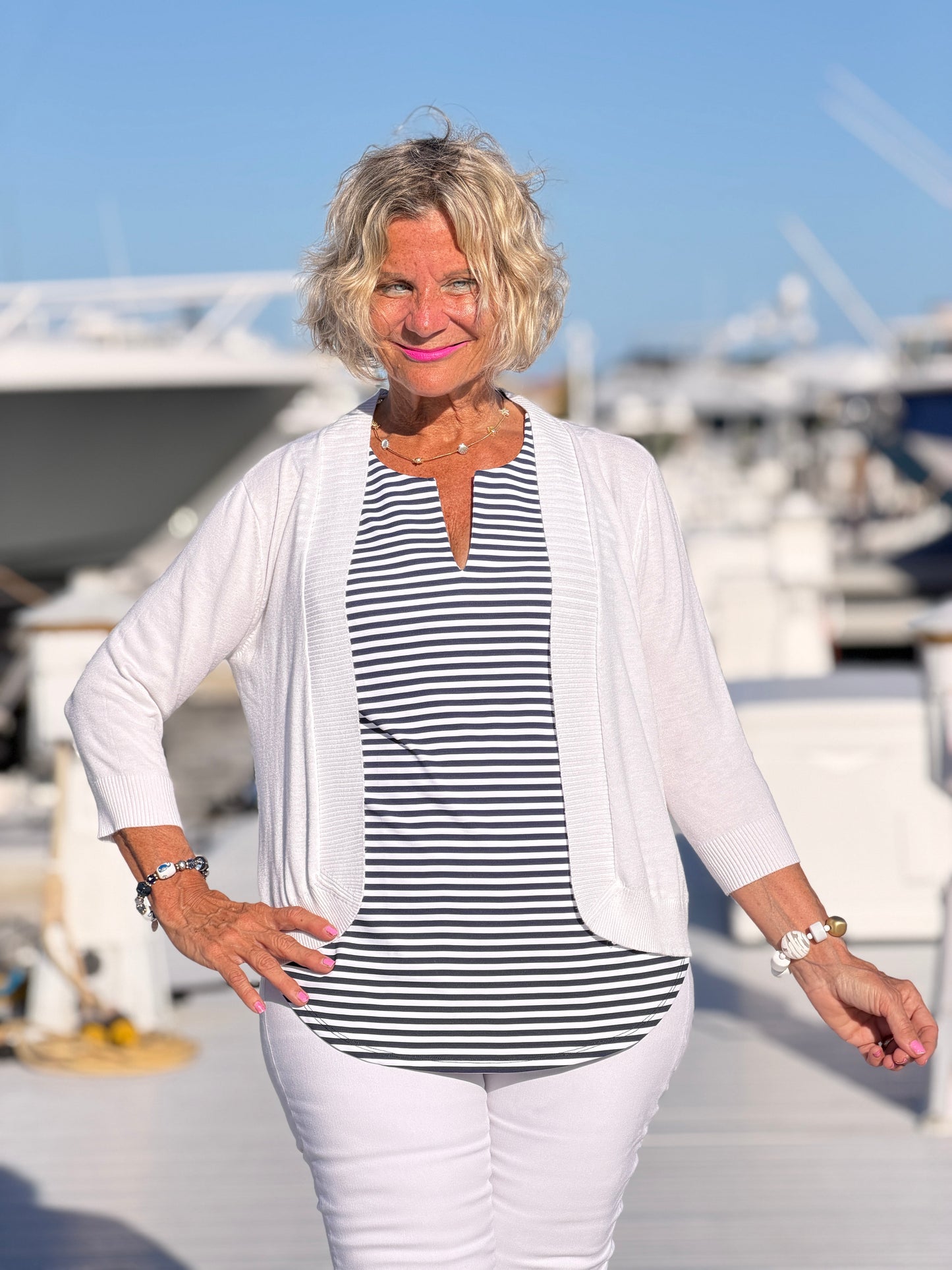 DOCKSIDE NAVY SLEEVELESS TOP