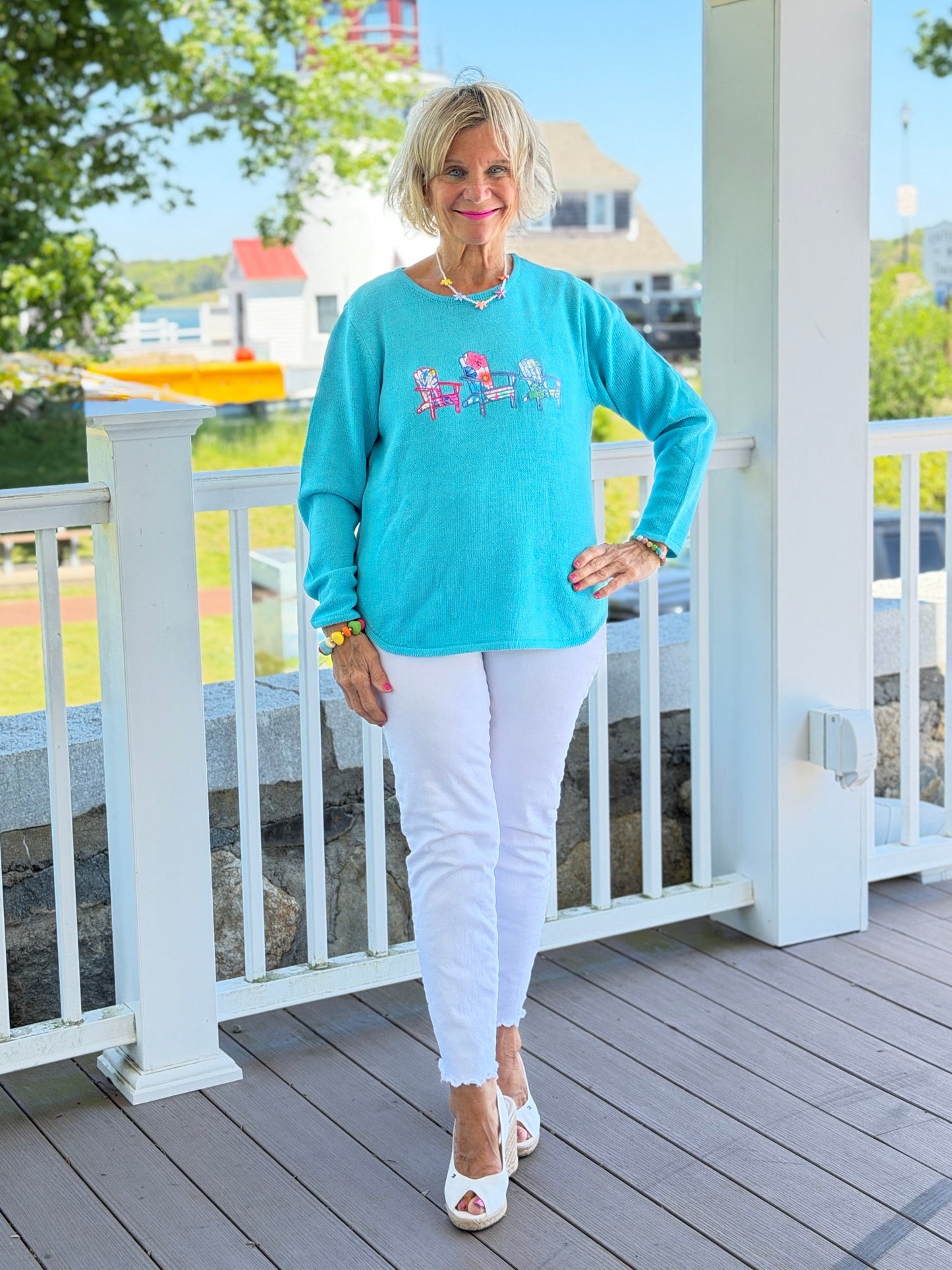 BEACH CLUB AQUA ADIRONDACK SWEATER