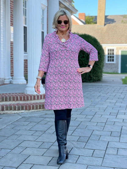 AUBREY PINK RUFFLE SLEEVE DRESS