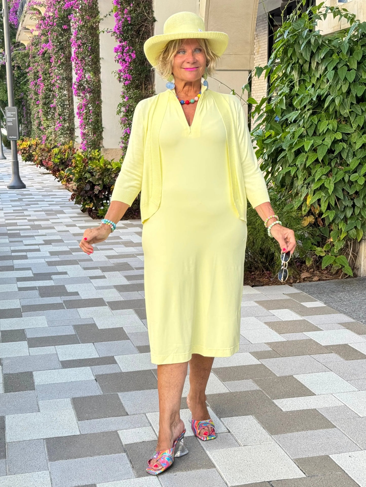 LULU-B SOLID SUNSHINE HALF ZIPPER MIDI
