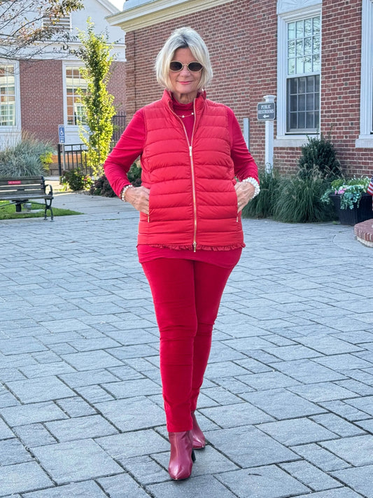 LULU-B RED SHORT PUFFER VEST