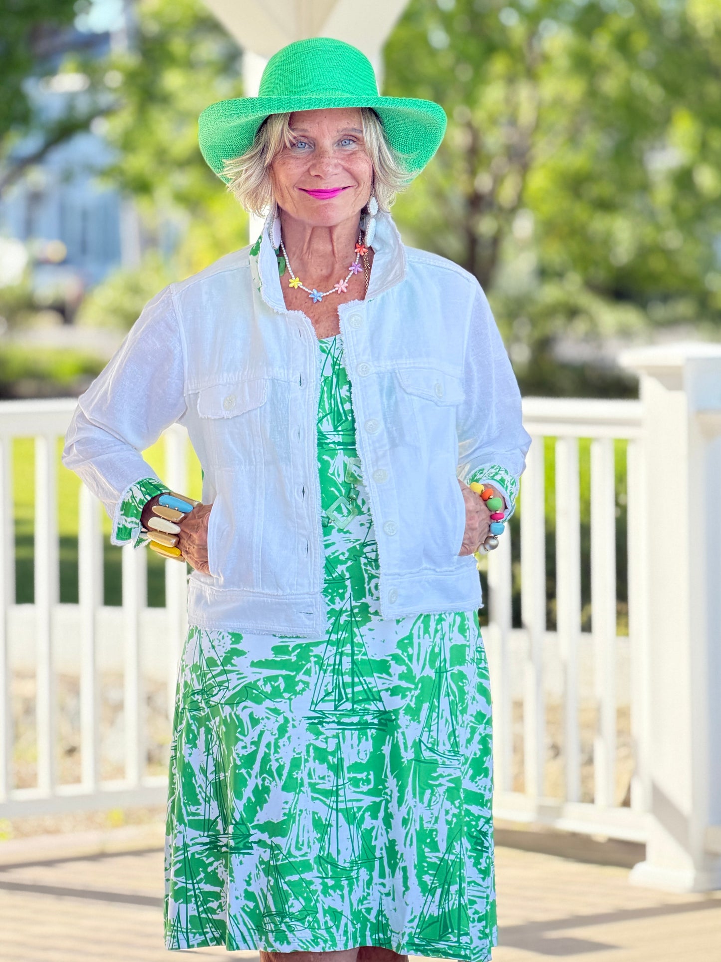 HARBOR LIGHTS GREEN SAILBOAT DRESS