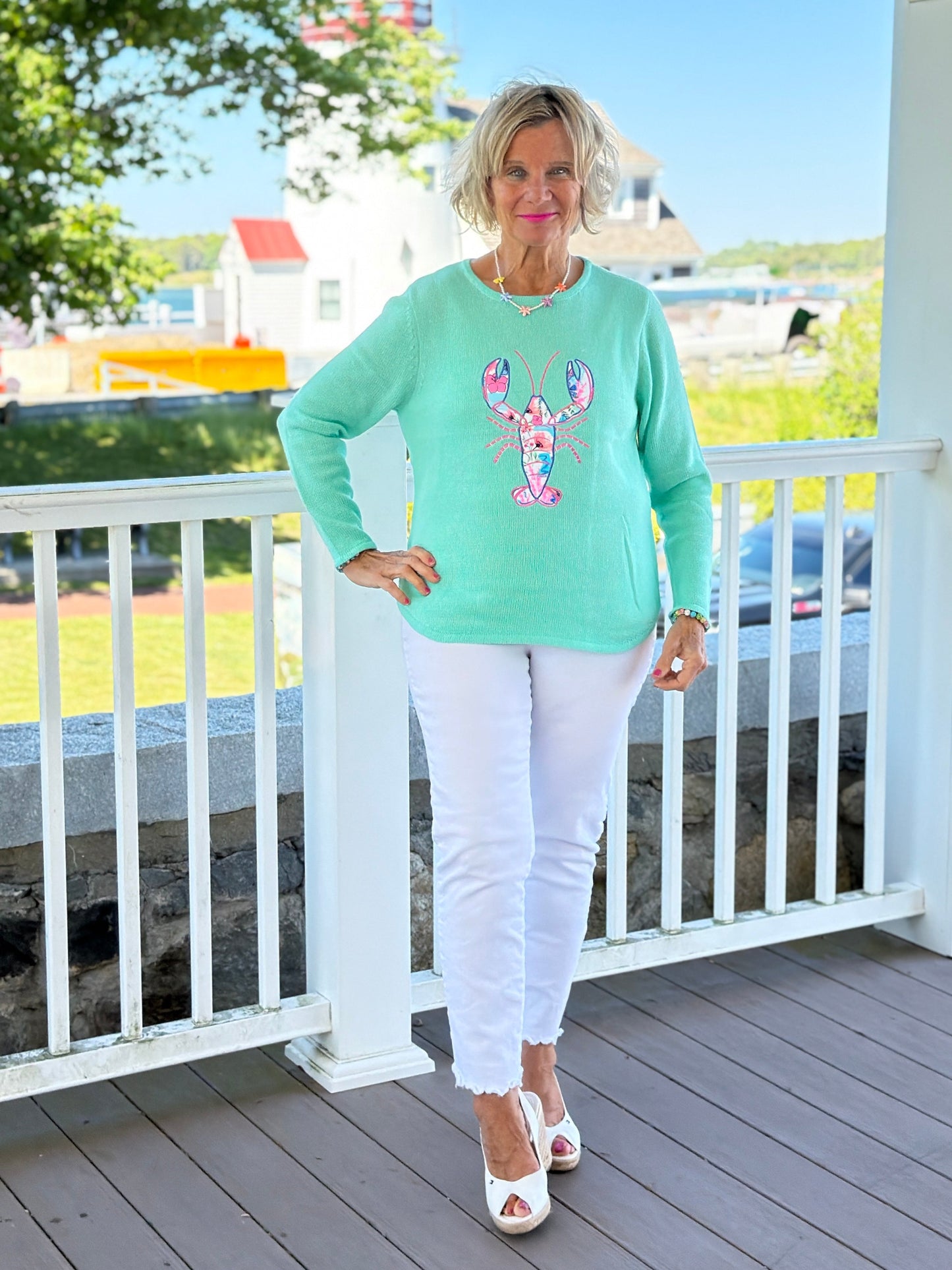 BEACH CLUB SEAFOAM LOBSTER SWEATER
