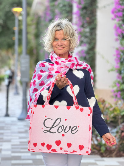 LULU-B NAVY FUZZY HEART SWEATER