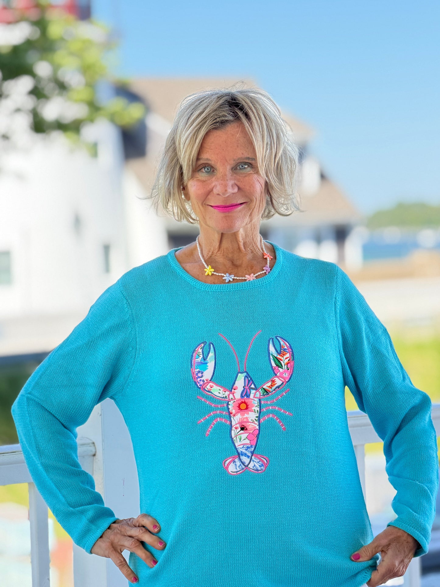 BEACH CLUB AQUA LOBSTER SWEATER