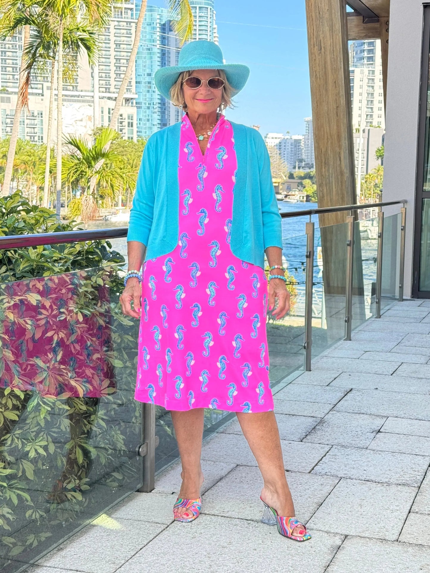 LULU B SEAHORSE BAY MIDI SLEEVELESS 1/4 ZIP MAXI DRESS