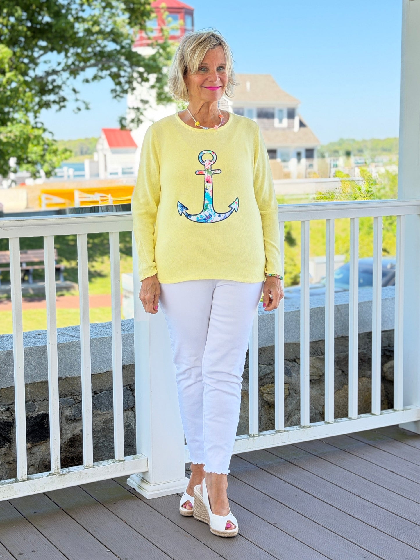BEACH CLUB YELLOW CAPE COD ANCH0OR SWEATER